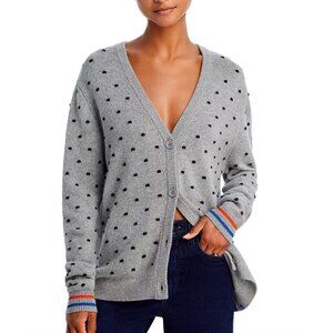 Kule The Dottie Cardigan Gray Black Polka Dot Size Medium